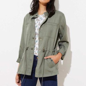LOFT MILITARY UTILITY JACKET GREEN SIZE PETITE XS